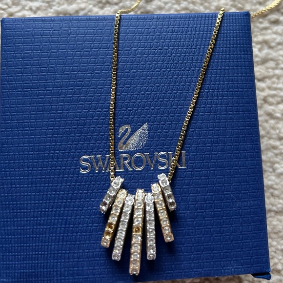 Swarovski DANCE Necklace Cry/Mix Two Tone Crystal Box Chain Rhinestones - Picture 2 of 7